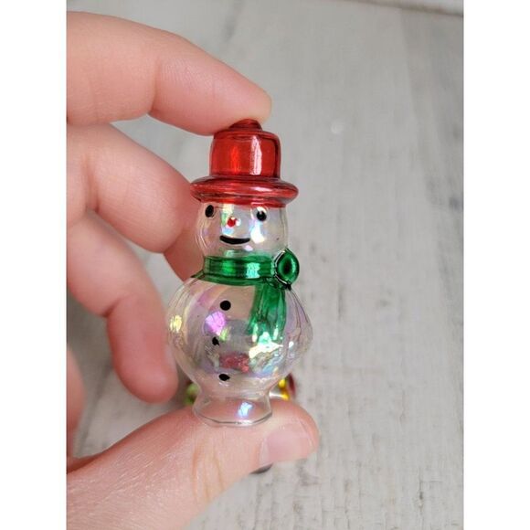 Mini snowman Santa Claus blown glass ornament Xmas set - Picture 5 of 7